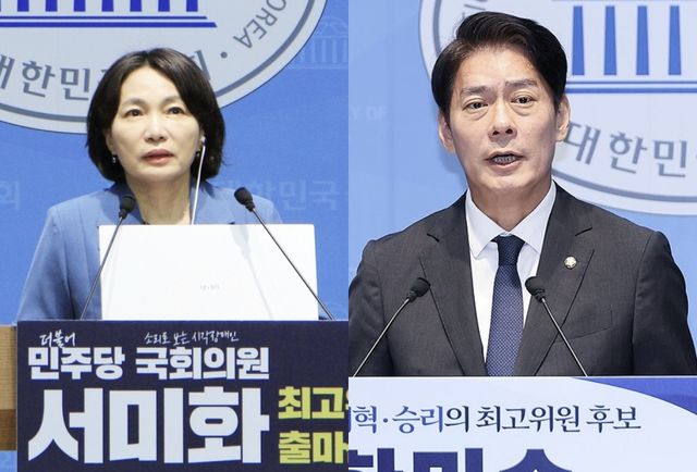왼쪽부터 서미화 의원과 한민수 의원. 연합뉴스
