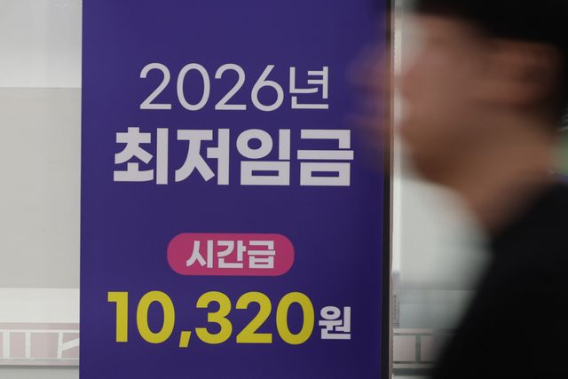 내년도 최저임금이 시간당 1만700원으로 최종 결정됐다. 올해 최저임금인 시간당 1만320원에서 380원, 3.7% 인상된다. 사진은 지난달 15일 서울의 한 고용센터에 설치된 2026년 최저임금 안내문. 연합뉴스