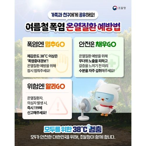여름철 폭염 온열질환 예방법. 조달청 제공