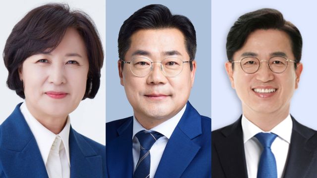 (왼쪽부터) 추미애 경기도지사, 박찬대 인천시장, 허태정 대전시장
