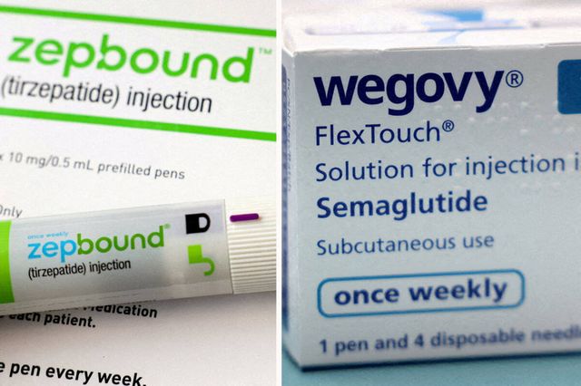 일라이 릴리(Eli Lilly)사의 체중 감량 치료제인 ‘젭바운드(Zepbound)’ 주사 펜과 노보 노디스크(Novo Nordisk)사가 제조한 ‘위고비(Wegovy)’. 로이터=연합뉴스