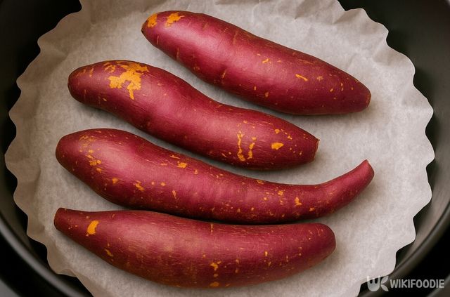 에어프라이어로 호박고구마 굽는 사진. / 위키푸디