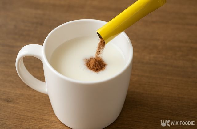 우유에 코코아 파우더를 타고 있다. / 위키푸디
