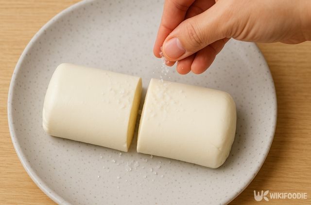 순두부 위에 소금을 뿌리고 있다. / 위키푸디