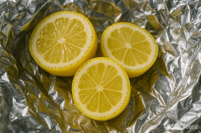 레몬을 알루미늄 포일에 넣어 보관하고 있다. / 위키푸디