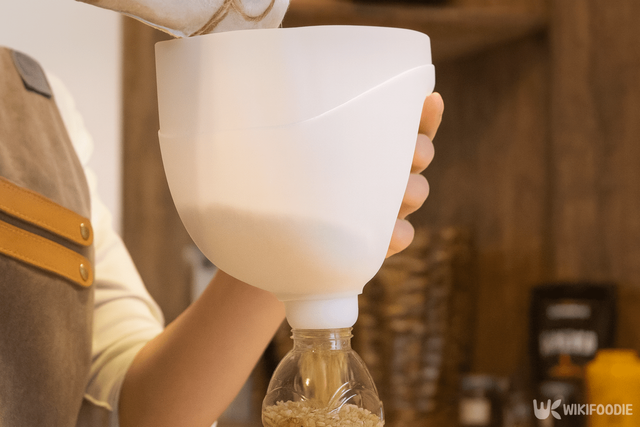 우유통 깔대기 자료 사진. / 위키푸디