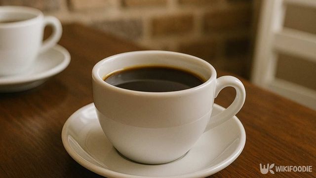 따뜻한 커피가 머그잔에 담겨 있다. / 위키푸디