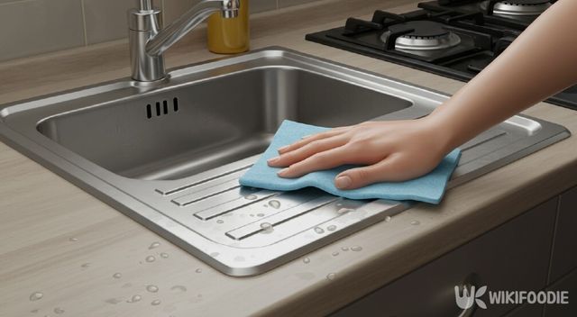 식초로&nbsp; 기름때를 닦는 자료 사진. / 위키푸디