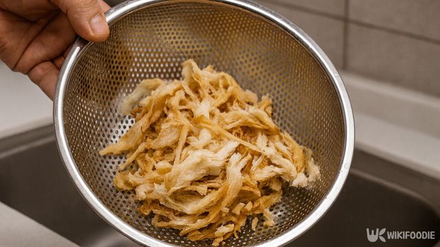 황태채를 체에 밭쳐 깨끗하게 헹구는 과정이다. / 위키푸디