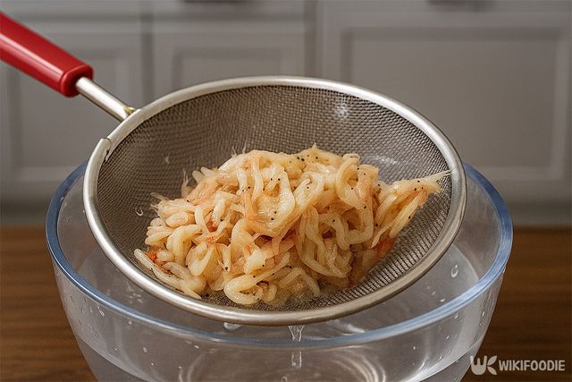 육젓을 물에 털어 짠맛을 빼고 있다. / 위키푸디