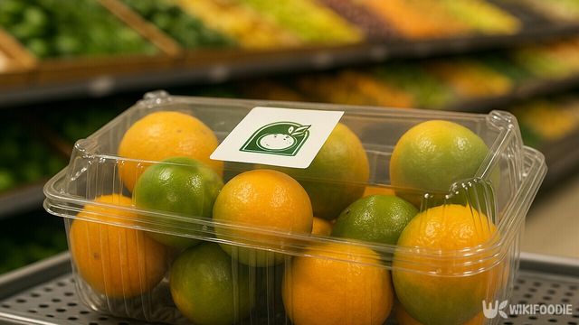 초록빛 감귤이 플라스틱 용기에 담겨 진열돼 있다. / 위키푸디