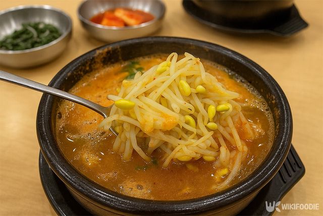 해장국에 콩나물이 듬뿍 들어가 있다. / 위키푸디