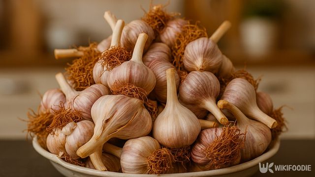 수확한 햇마늘을 그릇에 담아 주방에서 촬영한 모습이다. / 위키푸디