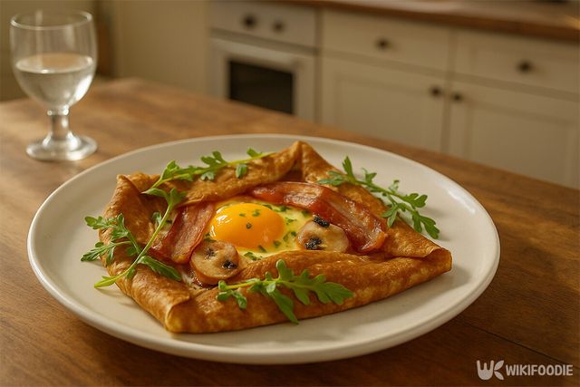 완성된 갈레트가 접시에 놓여 있다. / 위키푸디