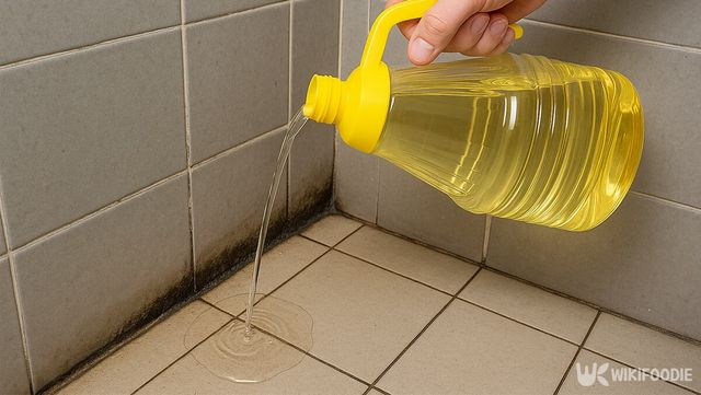 욕실 바닥에 식초를 붓고 있다. / 위키푸디