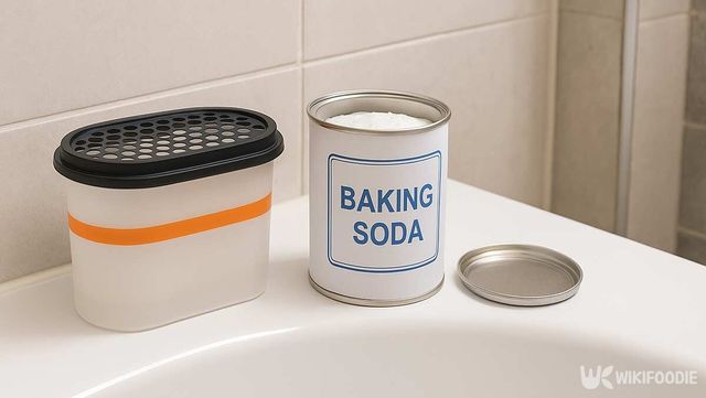 제습제와 베이킹소다 캔이 욕실 한쪽에 있다. / 위키푸디