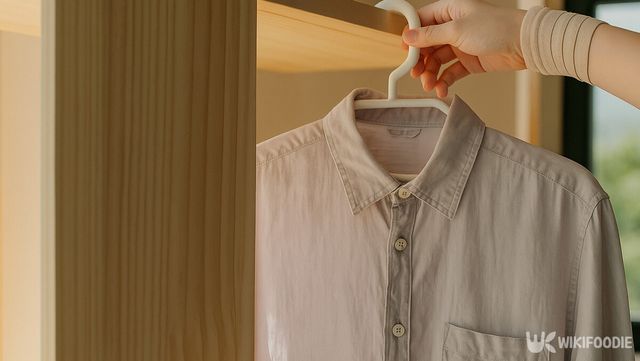 리넨 셔츠를 찬물 세탁 후 자연건조를 하고 있다. / 위키푸디