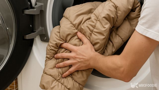 세탁기에서 패딩을 꺼내는 모습이다. / 위키푸디