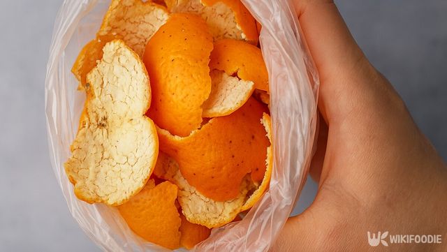 귤껍질을 봉지째 들고 있다. / 위키푸디