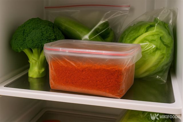 냉장고에 비닐백으로 이중 포장된 고춧가루가 보관돼 있다. / 위키푸디