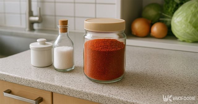 부엌에 고춧가루가 용기에 담겨 보관돼 있다. / 위키푸디