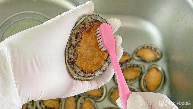 칫솔로 전복을 닦고 있다. / 위키푸디