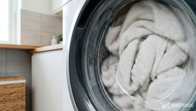 세탁기에서 탈수하고 있는 수건이다. / 위키푸디