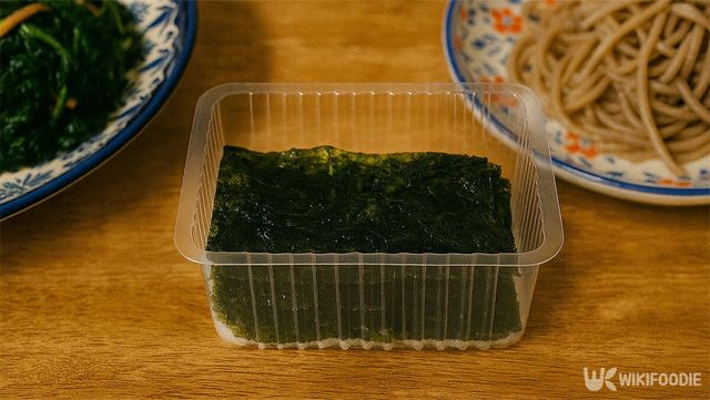 반찬들 사이에 조미김 용기가 놓여 있다. / 위키푸디