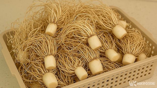 대파 뿌리가 한가득 바구니에 담겨 있다. / 위키푸디