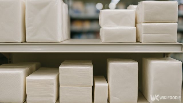 하얀 종이 제품들이 진열된 매대 모습이다. / 위키푸디