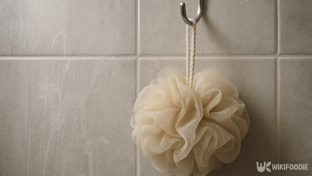 욕실에 걸린 샤워볼 자료 사진. / 위키푸디