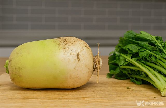 무와 무청을 따로 분리한 모습이다. / 위키푸디