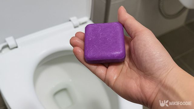 변기 앞에서 비누를 들고 있다. / 위키푸디