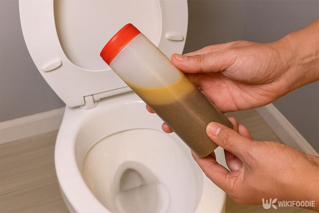 후추와 식초가 섞인 통을 변기 앞에서 들고 있다. / 위키푸디