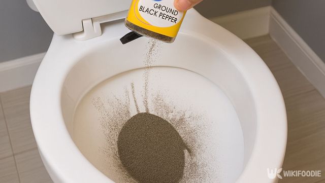 변기에 후추를 뿌리고 있다. / 위키푸디