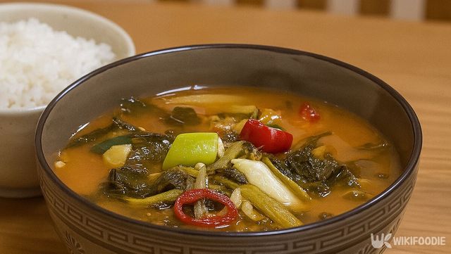 밥과 시래기국이 함께 놓여 있다. / 위키푸디