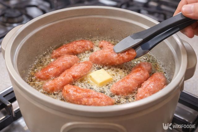 솥에서 명란을 굽고 있다. / 위키푸디