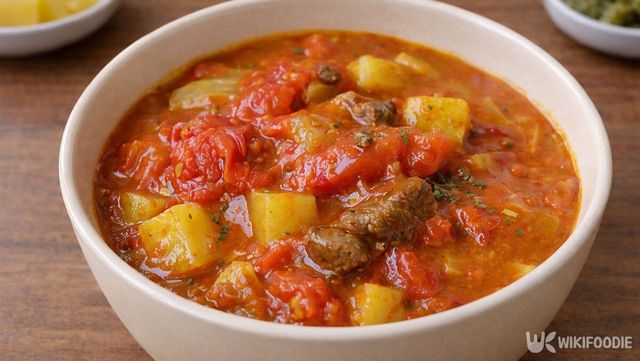 토마토로 만든 카레가 그릇에 담겨 있다. / 위키푸디