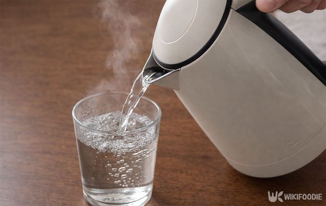 전기포트로 끓인 물을 따르고 있다. / 위키푸디