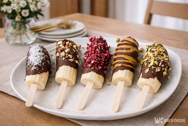 다크 초콜릿 코팅 바나나의 모습이다. / 위키푸디