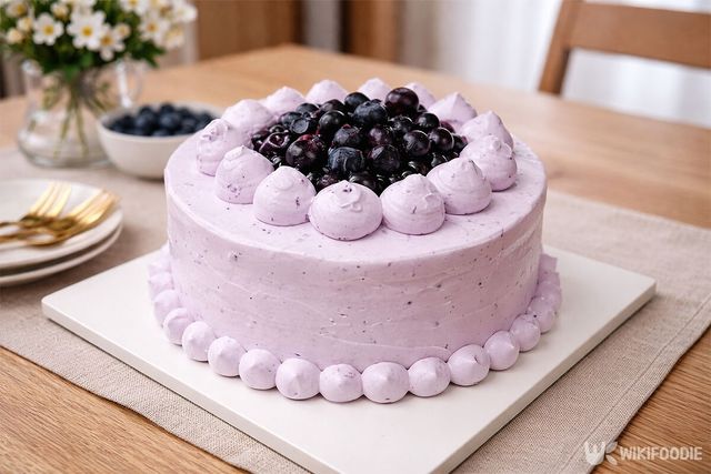 블루베리가 가득 담긴 휘핑크림 케이크의 모습이다. / 위키푸디