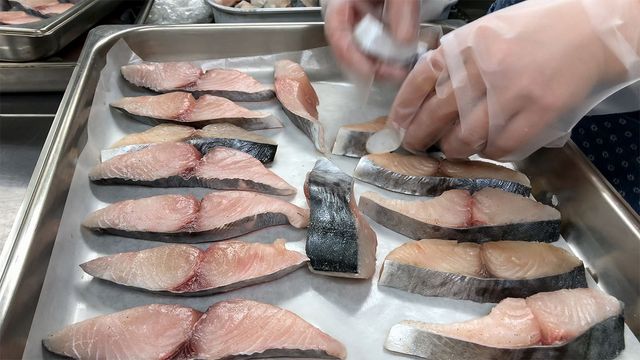 삼치 필렛이 쟁반에 담겨 있다. / Lee waranyu-shutterstock.com