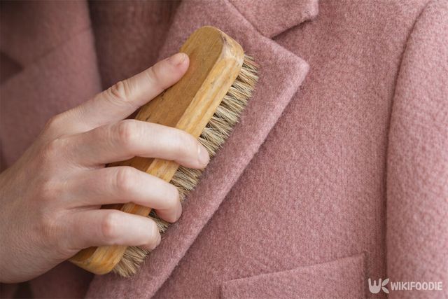 코트를 옷솔로 긁어내고 있다. / 위키푸디