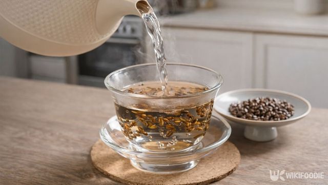 결명자 차를 따르고 있다. / 위키푸디