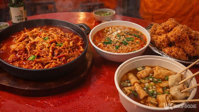 포장마차 테이블에 안주들이 놓여 있다. / 위키푸디