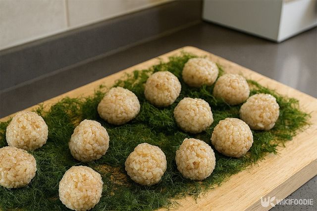 감태 위에 주먹밥을 올린 모습이다. / 위키푸디