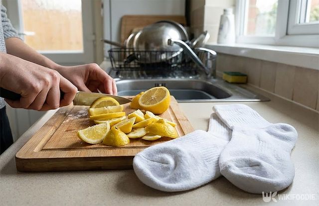 레몬을 조각으로 썰고 있다. / 위키푸디