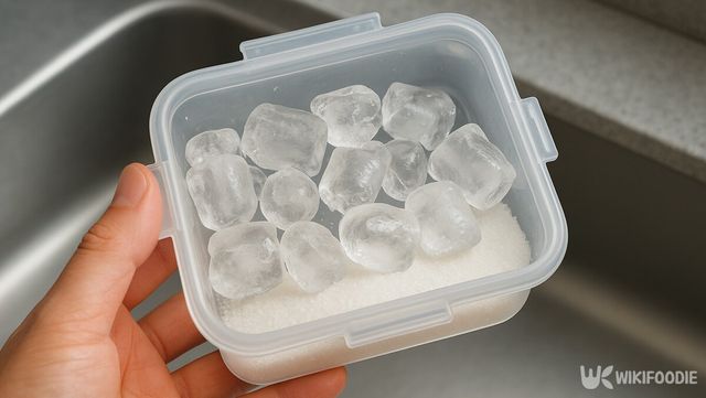 설탕과 얼음을 넣어 세척 준비를 마친 모습이다. / 위키푸디