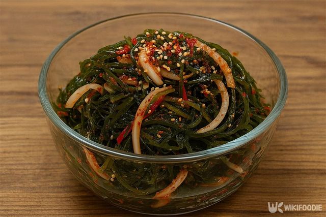 완성된 다시마채무침이 볼에 담겨 있다. / 위키푸디