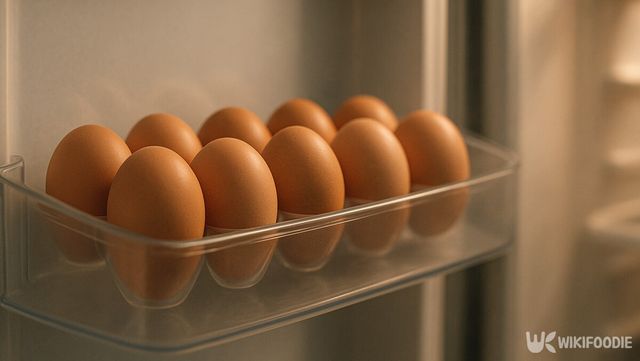 냉장고 문 칸에 놓인 계란 모습이다. / 위키푸디